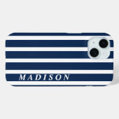 カスタム ストライプ ネイビーブルー ホワイト Case-Mate iPhoneケース (裏面 (横))