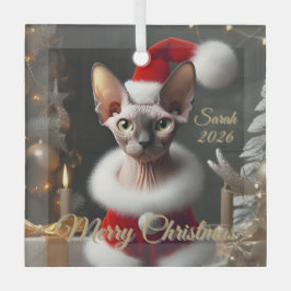 カスタム スフィンクス 猫 写真 クリスマス 2026 ガラスオーナメント
