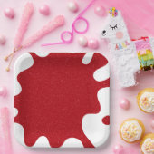 カスタム スプラッシュ トマト レッド スクエア ペーパー プレート (パーティー)