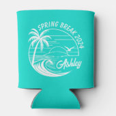 カスタム スプリング ブレイク ガールズ トリップ かわいい ビーチ アクア 缶クーラー (裏面)