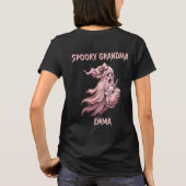 カスタム スプーキーおばあちゃん コケット ピンクの幽霊 Tシャツ (裏面)