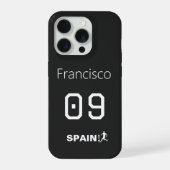 カスタム スペイン代表 サッカー プロフェッショナル モノクロ iPhoneケース (裏面)