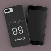カスタム スペイン代表 サッカー プロフェッショナル モノクロ iPhoneケース