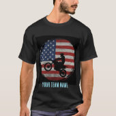 カスタム スポーツ フラグ 名前 チーム モトクロス Tシャツ (正面)