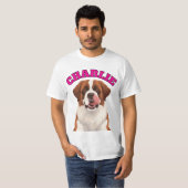 カスタム セントバーナード 大型犬 舌出し  Tシャツ (正面フル)