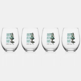 カスタム セントパトリックデーのピンナップガール シャムロック ステムなしワイングラス