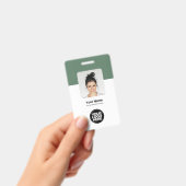 カスタム セージグリーン 従業員 現代 ID QR バッジ (手持ち)