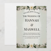 カスタム ソフト ホワイト フローラル インビテーション テンプレート (正面/裏面)