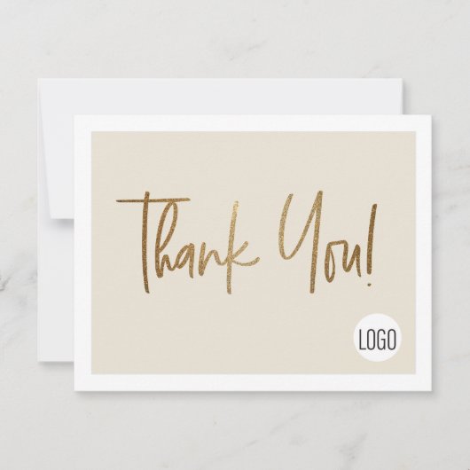 カスタム ソーシャル クリーム 偽 ゴールド ロゴ 企業 サンキューカード (正面)