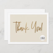 カスタム ソーシャル クリーム 偽 ゴールド ロゴ 企業 サンキューカード (正面/裏面)