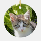 カスタム タビー子猫 写真 セラミックオーナメント (裏面)