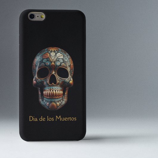 カスタム ターコイズ ゴールド 死者の日 スカル Case-Mate iPhoneケース