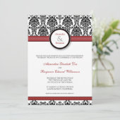 : カスタム: ダマスク織の黒くか赤い結婚式招待状 招待状 (スタンド正面)