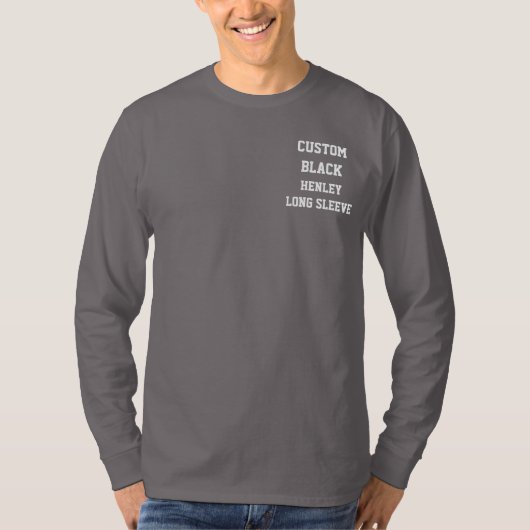 カスタム ダークグレー ヘンリー 長袖Tシャツ Tシャツ (正面)