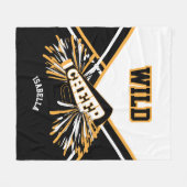 カスタム-📣チアリーダー – 白、金ゴールド、黒 フリースブランケット (正面(横))