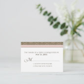 ：カスタム：チョコレート/ピンクのダマスク 3.5x2.5" 返信ください エンクロージャーカード (スタンド正面)