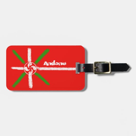 カスタム、チョークによって描かれるバスク語IkurriñaおよびLauburu、 ラゲッジタグ (正面横)