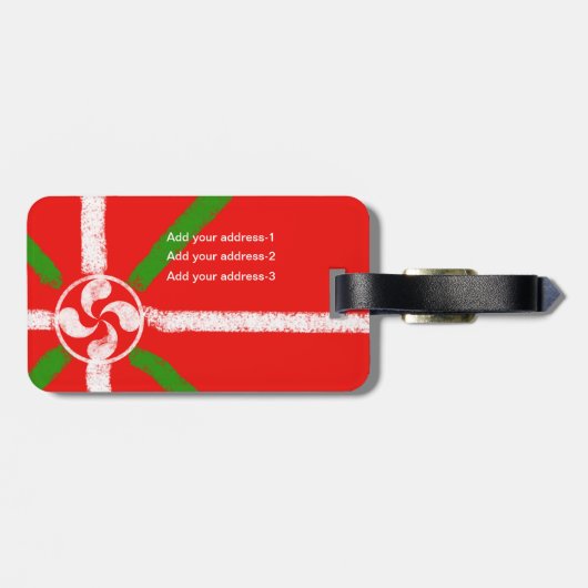 カスタム、チョークによって描かれるバスク語IkurriñaおよびLauburu、 ラゲッジタグ (裏面横)