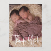 カスタム ツイン ベイビー シャワー サンクス 案内ポストカード (正面)