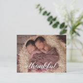 カスタム ツイン ベイビー フォト サンクス 案内ポストカード (スタンド正面)