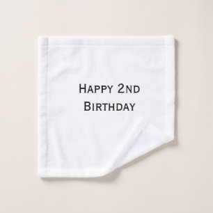 カスタム テキスト追加 お誕生日おめでとう 2歳 シンプル ウォッシュタオル