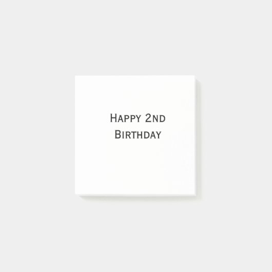 カスタム テキスト追加 お誕生日おめでとう 2歳 シンプル ポストイット (正面)
