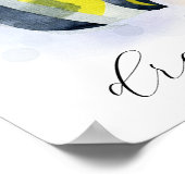 カスタム テキスト イエロー ブルー 熱帯魚 海のテーマ ポスター (角)