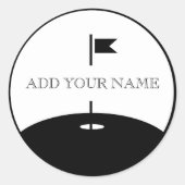 カスタム テキスト ゴルフ ラウンドシール (正面)