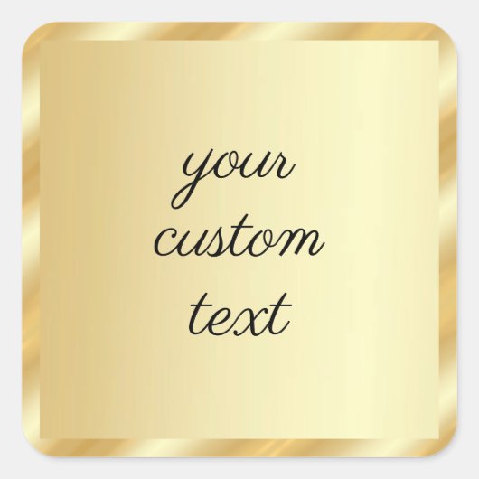 カスタム テキスト ゴールド テンプレート タイポグラフィ スクリプト スクエアシール (正面)