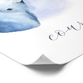 カスタム テキスト ネーム ブルー ホワイト ウォーターカラー マッコウクジラ ポスター (角)