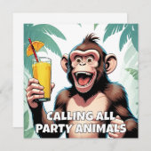 カスタム テキスト パーティー アニマル 招待状 (正面/裏面)