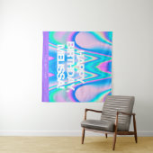 カスタム テキスト ホログラフィック イリデセント Y2K パーティー タペストリー (インサイチュ(横))