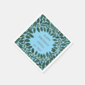 カスタム テキスト ユーカリ フレーム ナプキン – 水色 スタンダードカクテルナプキン (角)
