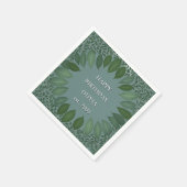 カスタム テキスト ユーカリ フレーム ナプキン – 濃い青 スタンダードカクテルナプキン (角)