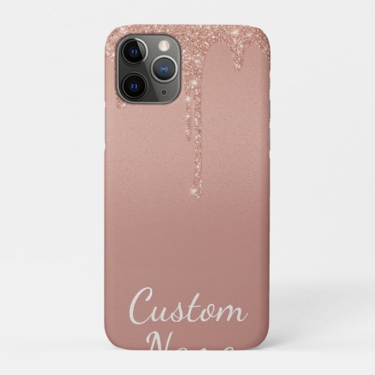 カスタム テキスト ローズゴールド ブラッシュ ギラギラ Case-Mate iPhoneケース (裏)