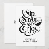 カスタム テキスト ワインを味わって、楽しんで 招待状 (正面/裏面)