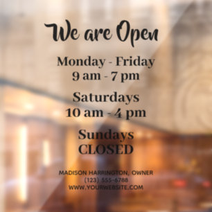 カスタム テキスト 営業時間 ウィンドウサイン