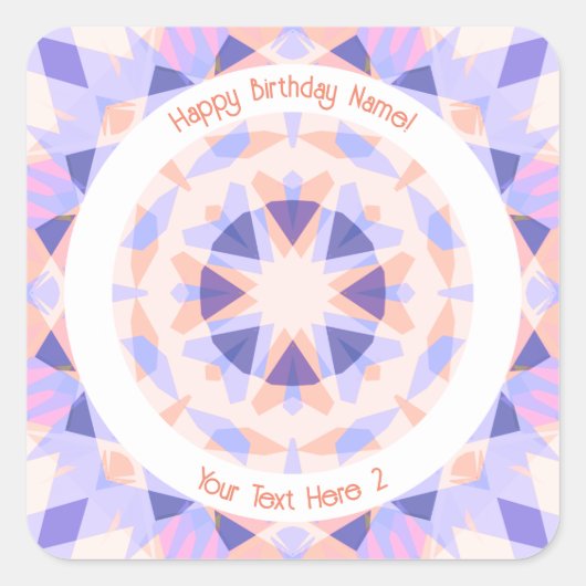 カスタム テキスト 年齢 ピンク パープル 誕生日 魔法の星 スクエアシール (正面)