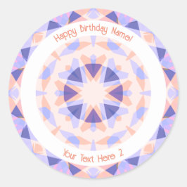カスタム テキスト 年齢 ピンク パープル 誕生日 魔法の星 ラウンドシール
