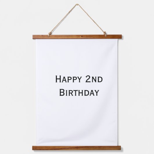 カスタム テキスト 誕生日 おめでとう 2歳 シンプル 吊り下げ型タペストリー (正面)