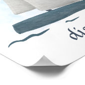 カスタム テキスト 青 白 セーリング ボート 海洋 ポス ポスター (角)