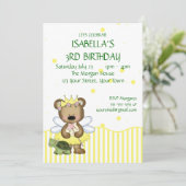 カスタム テディベア 黄色の妖精 プリンセス 招待状 (スタンド正面)