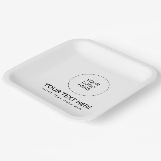 カスタム テンプレート ロゴ テキスト ここをおしゃれに ペーパープレート (傾斜あり)