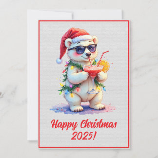カスタム デジタル クリスマス シロクマの子 熊のクリスマス カード