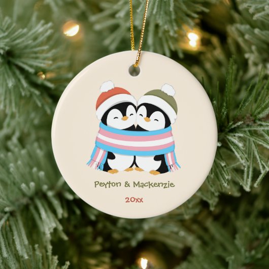 カスタム トランスペンギンのクリスマス セラミックオーナメント (ツリー)