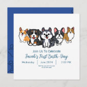 カスタム – ドッグパピー誕生日パーティーポーティ招待状 招待状 (正面/裏面)