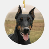 カスタム ドーベルマン 犬 写真 セラミックオーナメント (裏面)