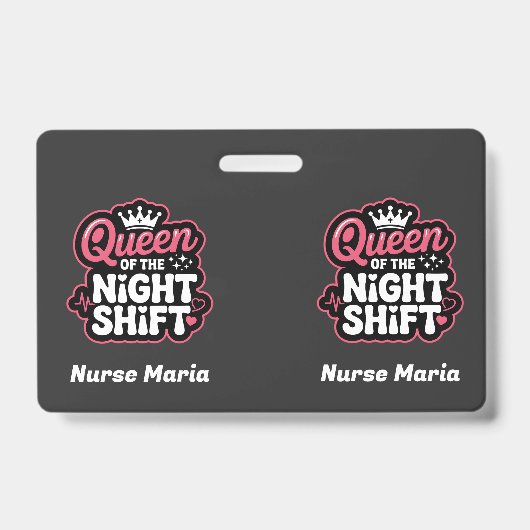 カスタム ナイトシフト クイーン ピンク ナース クラウン バッジ (正面)