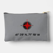 カスタム ネイティカル コンパス & 座標 41° N 71° W アクセサリーポーチ (裏面)