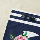 カスタム ネイティブ アンカー バスルーム オーシャン ネイビー ブルー ビーチタオル (インサイチュ)